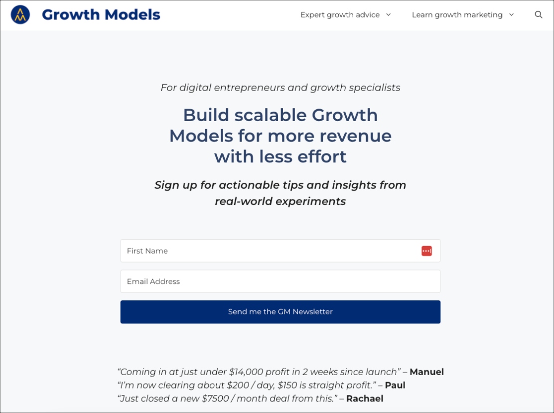 Growthmodels.co website