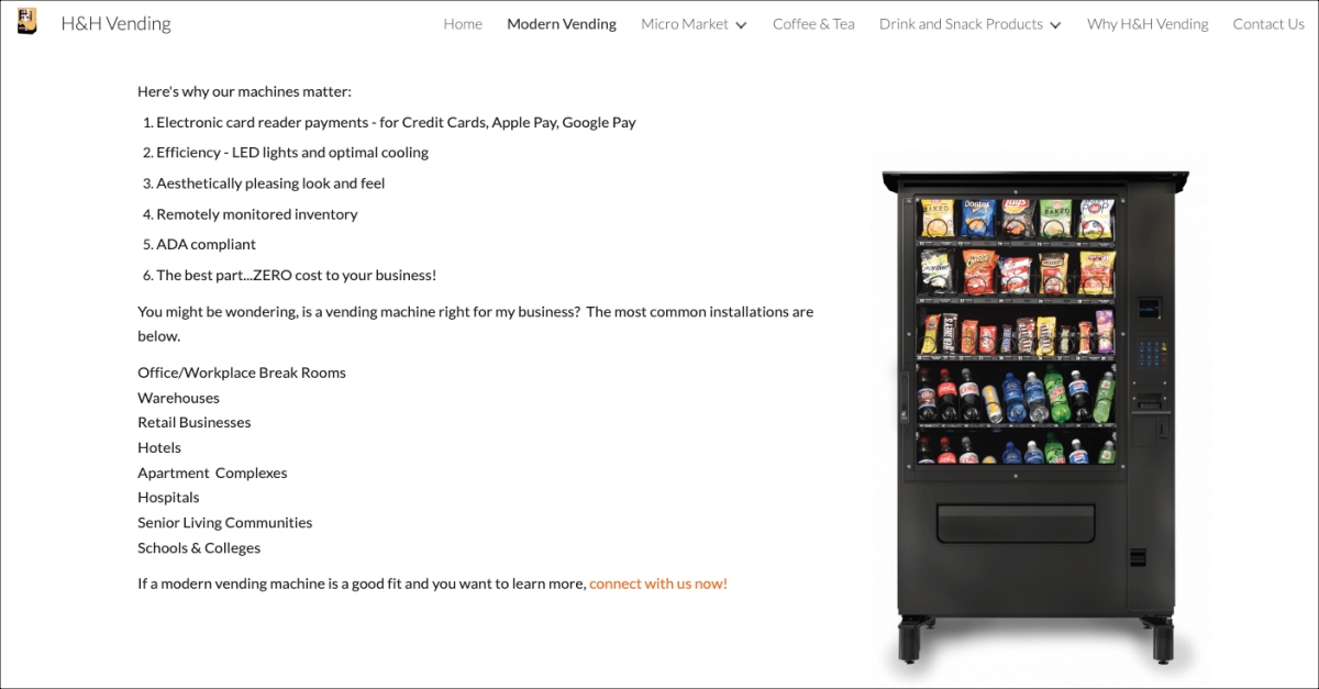 H&H Vending Website