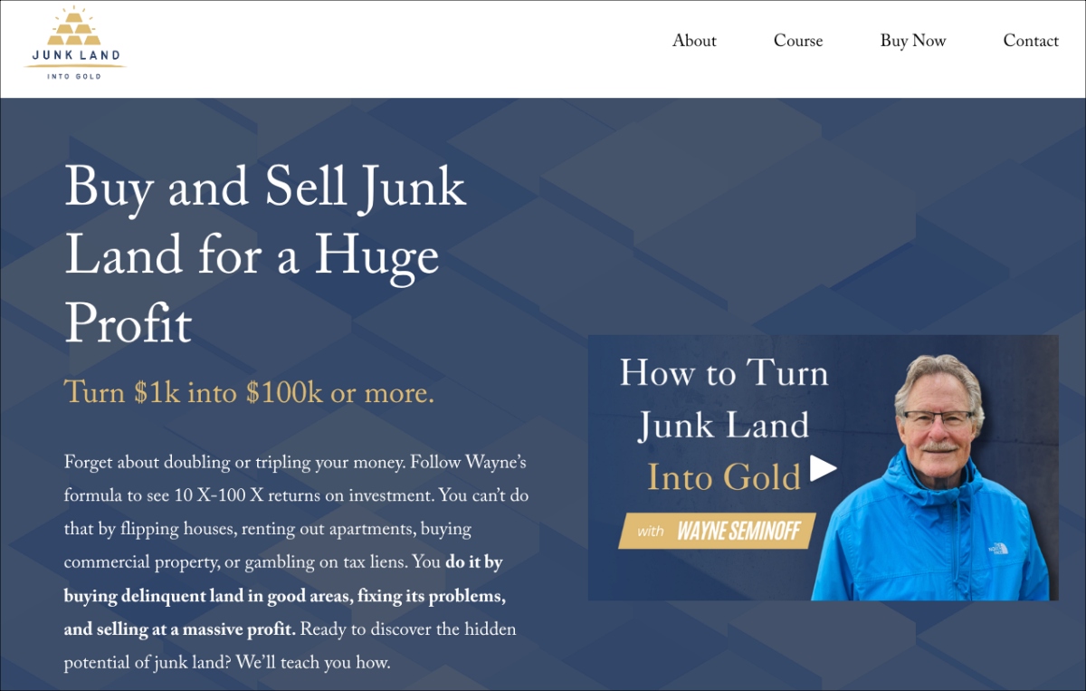 Junklandintogold website