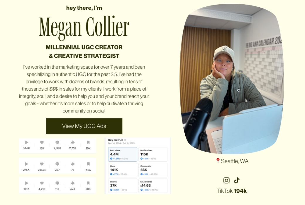 Megan Collier, a UGC creator and creative strategist